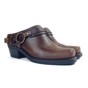 Frye Belted Harness Clog Mules
